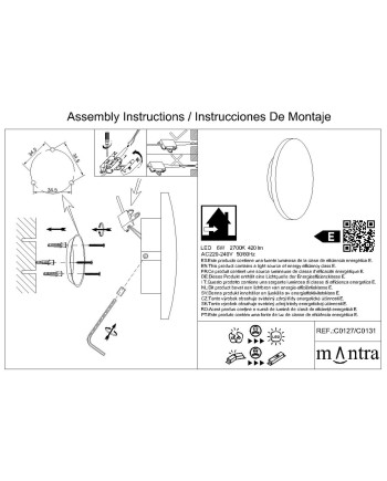 BORA BORA * APLIQUE LED REDONDO NEGRO - 6W  2700K